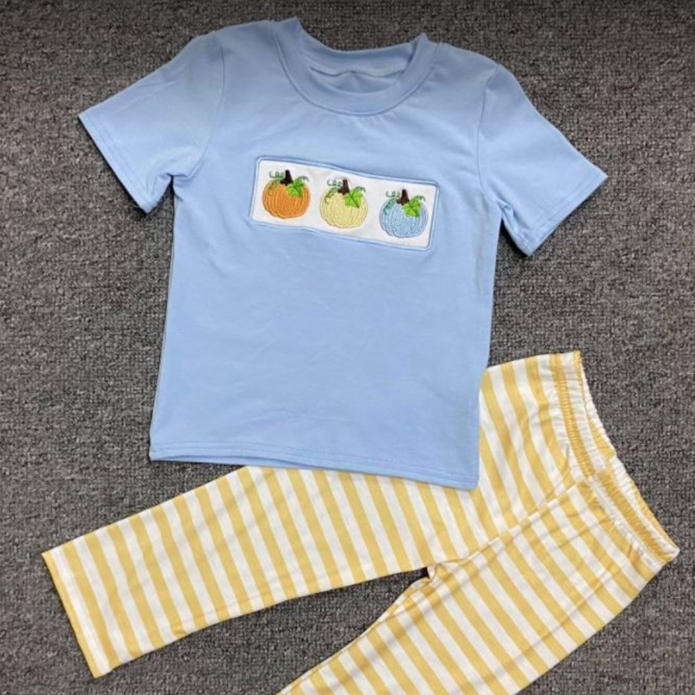 EMBROIDERED PUMPKINS OUTFIT - SIZE 5-6